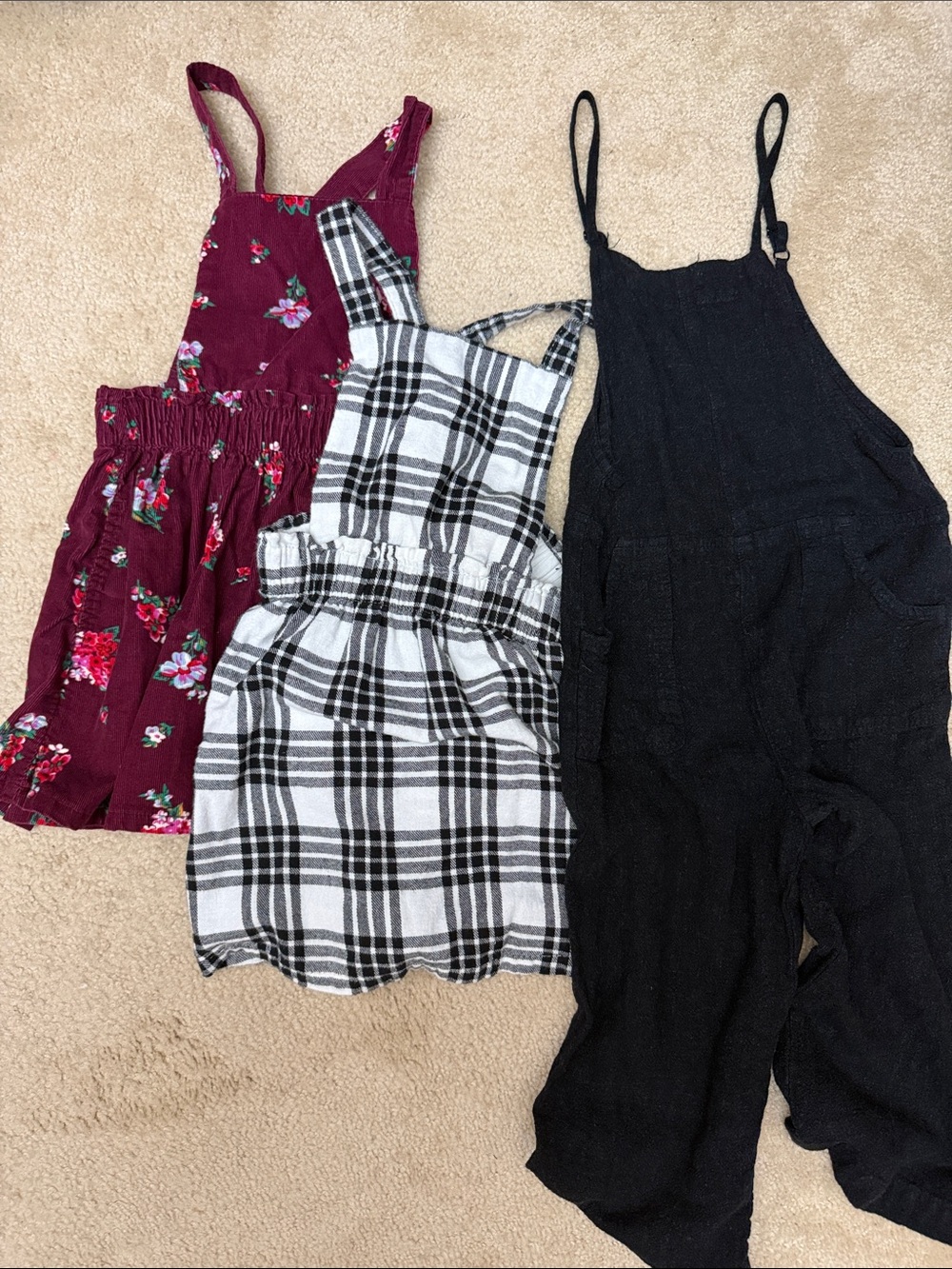 Girls dresses and Black Linen-Blend Overalls